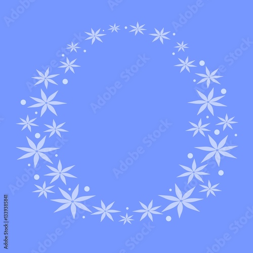 Wallpaper Mural Floral wreath.  Blue flowers. Field flower round frame. Wildflowers. Meadow flowers circle border Torontodigital.ca