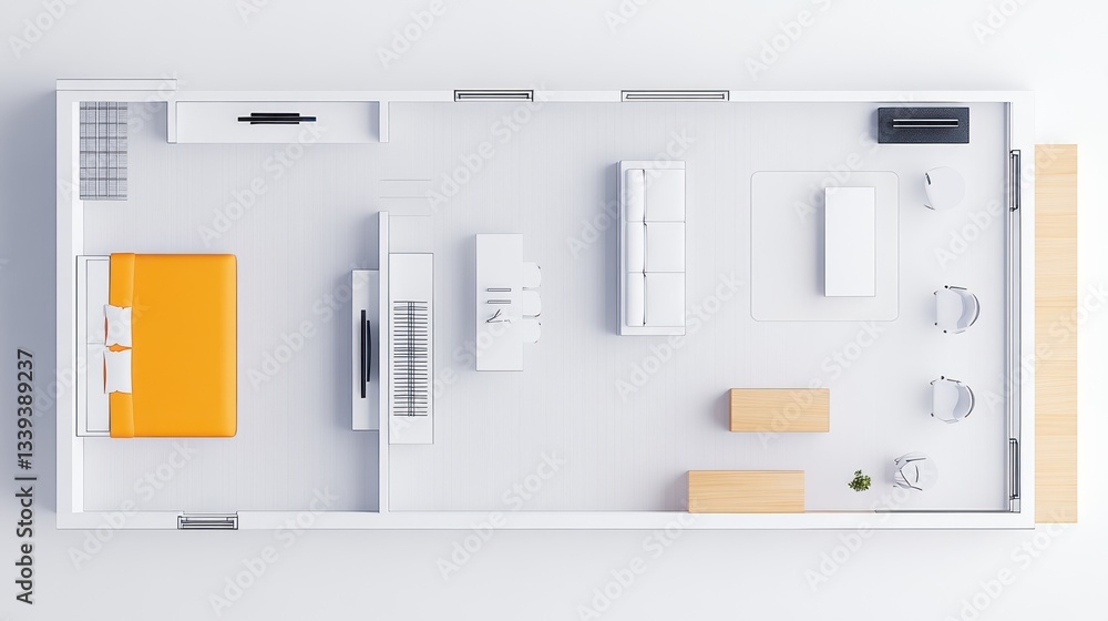Modern Apartment Floor Plan: Top-Down View of a Stylish and Functional Space Modern Apartment Floor Plan: Top-Down View of a Stylish and Functional Space