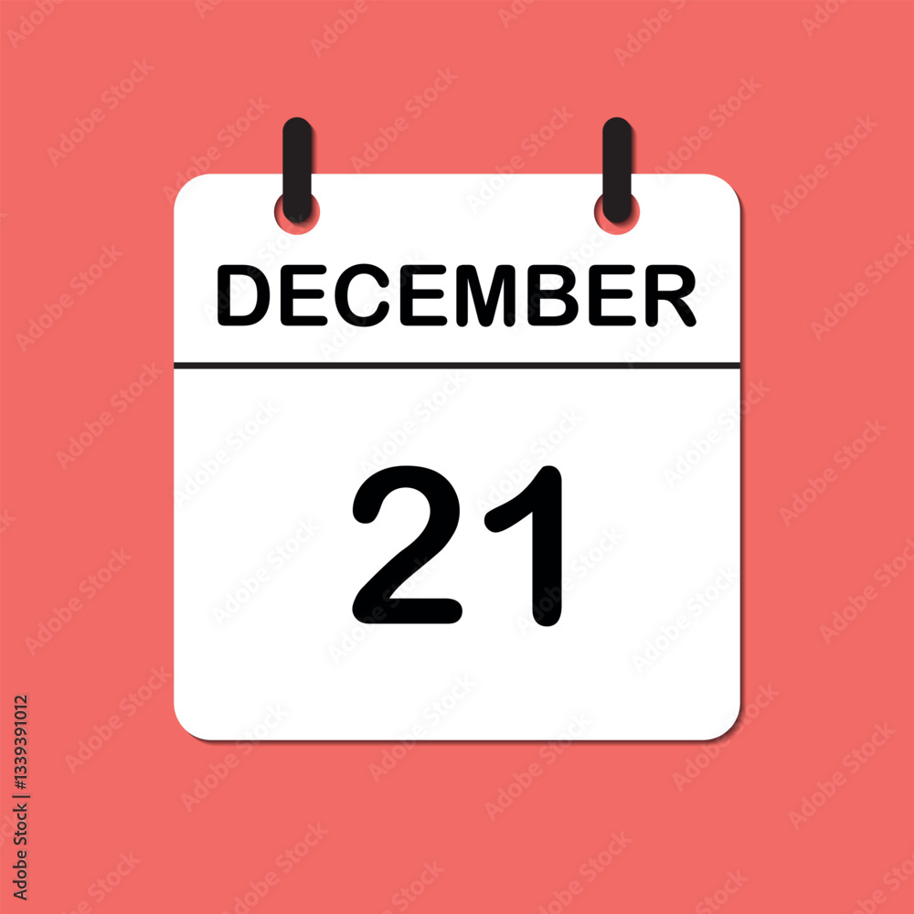 December 21. Daily Calendar icon for design. Simple design for business brochure, flyer, print media, advertisement. Easily editable. December 21. Daily Calendar icon for design. Simple design for business brochure, flyer, print media, advertisement. Easily editable.
