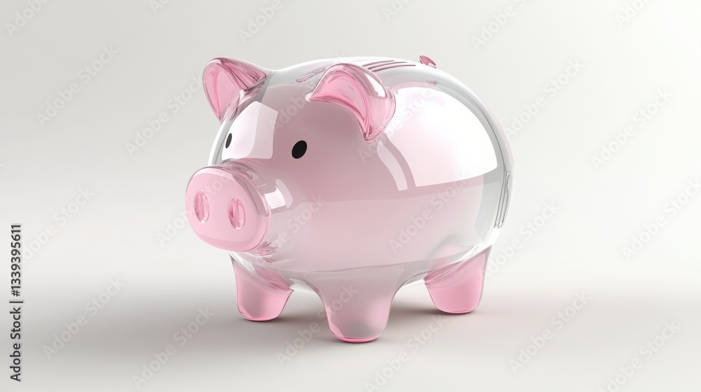 Minimalist Transparent Piggy Bank with Label for Savings Display Minimalist Transparent Piggy Bank with Label for Savings Display
