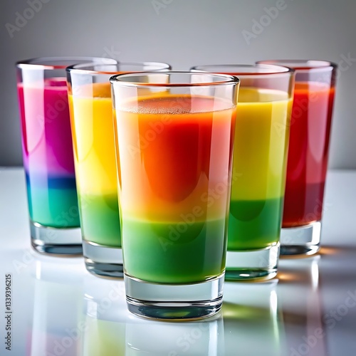 A glass of fresh fruit juice with a colorful citrus mix