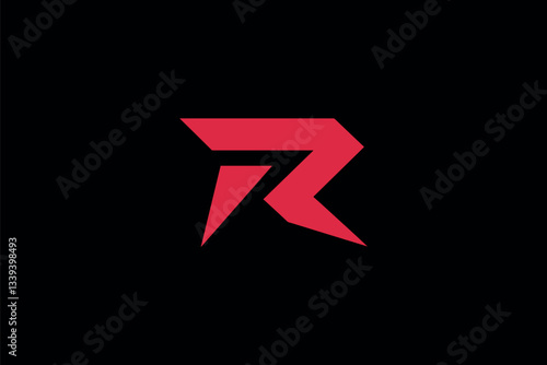 A stylized letter 'R' in a bold, geometric design. The letter is predominantly in a shade of red and is set against a black background. 