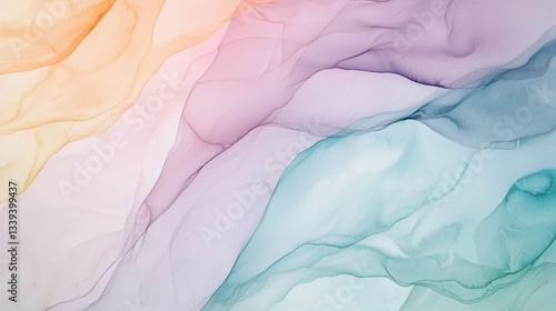 Wallpaper Mural Delicate waves of pastel colors blend harmoniously, evoking a sense of calm. The flowing patterns create an ethereal quality that enhances any modern space Torontodigital.ca