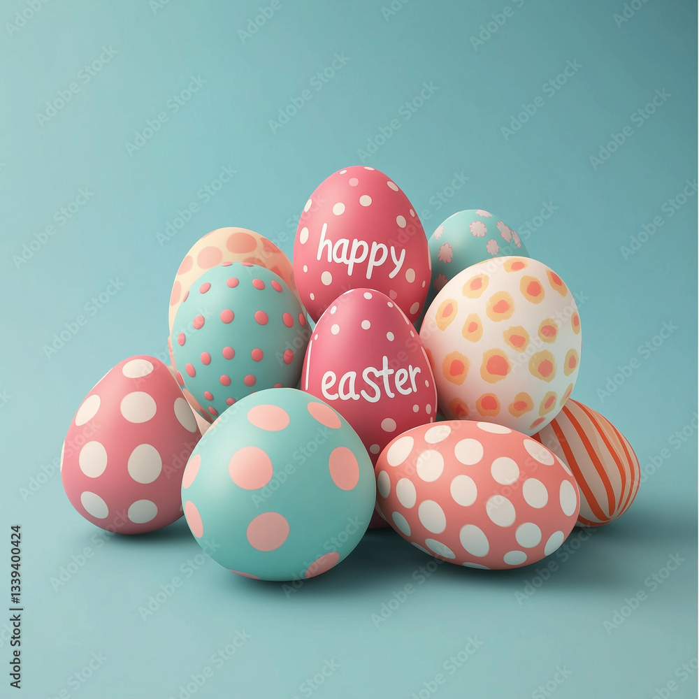 Fototapeta premium Easter eggs, beautiful colors, arranged for Easter
