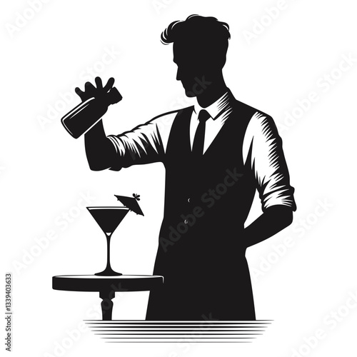 Bartender preparing cocktail against white background