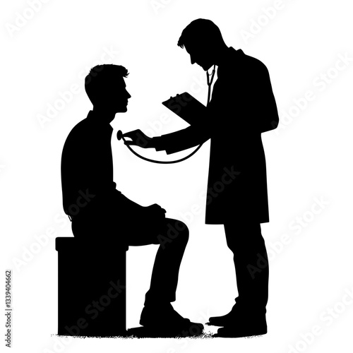 Doctor Examining Patient Silhouette