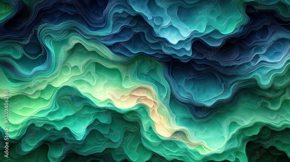 Abstract 3D paper cut waves, flowing fluid backdrop Abstract 3D paper cut waves, flowing fluid backdrop