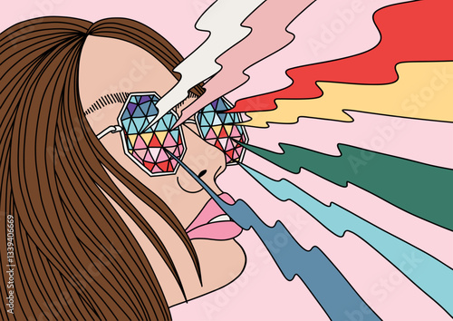 Stylized Woman with Colorful Abstract Background