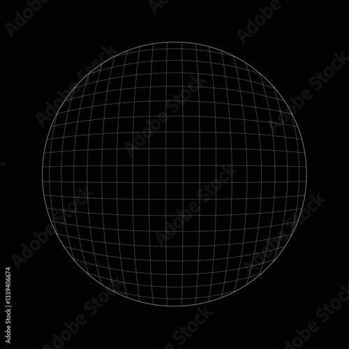 3D round lens grid technology vector illustration on black background