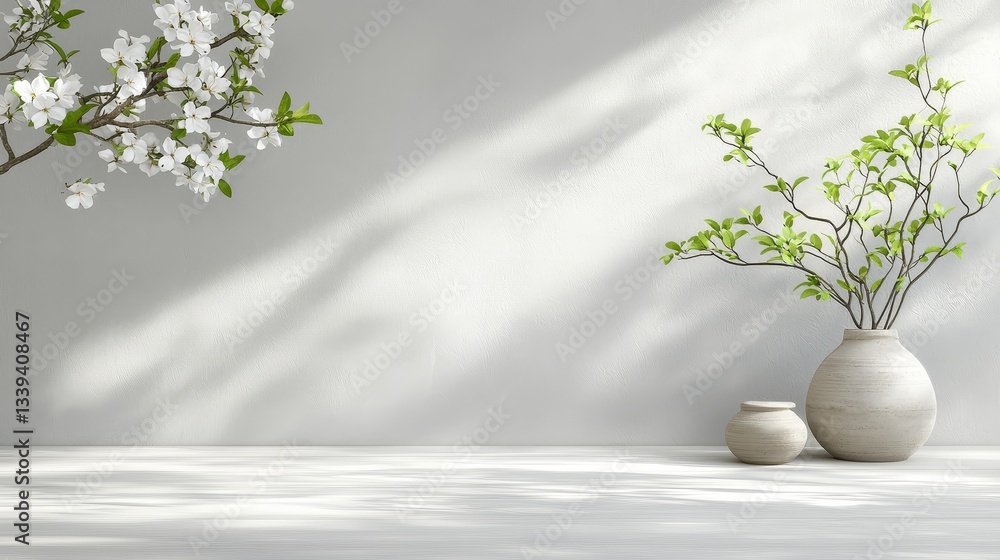 Minimalist home decor, the beauty of a single branch in vase elegant Minimalist home decor, the beauty of a single branch in vase elegant