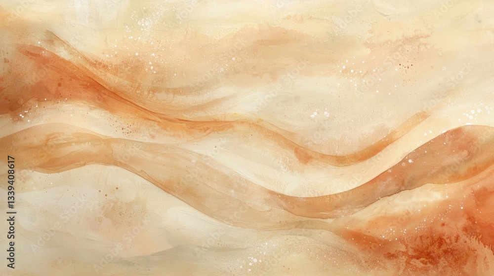 Fototapeta premium Waves of soft colors create an abstract pattern that conveys warmth and calmness. The gentle swirls in shades of orange and cream invite peace and relaxation, ideal for any tranquil space