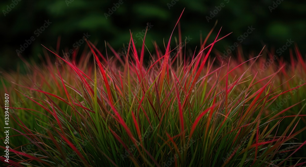 Red-tinged Ornamental Grass Growing in a Lush Garden Setting Close-up Red-tinged Ornamental Grass Growing in a Lush Garden Setting Close-up