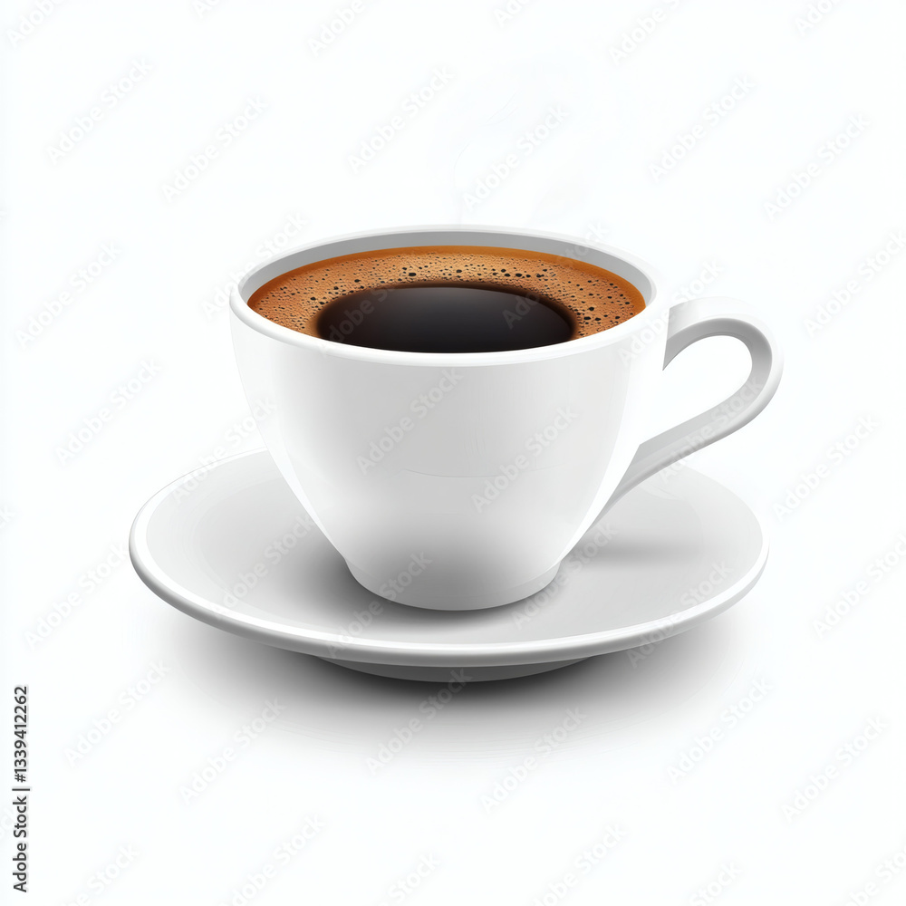 Coffee cup with black coffee on a white saucer Coffee cup with black coffee on a white saucer