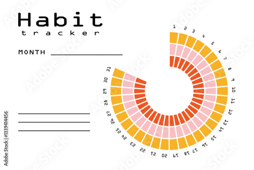 Habit tracker for MONTH. Template mockup. Vector personal organizer. Minimalist simple planner. Vector illustration.