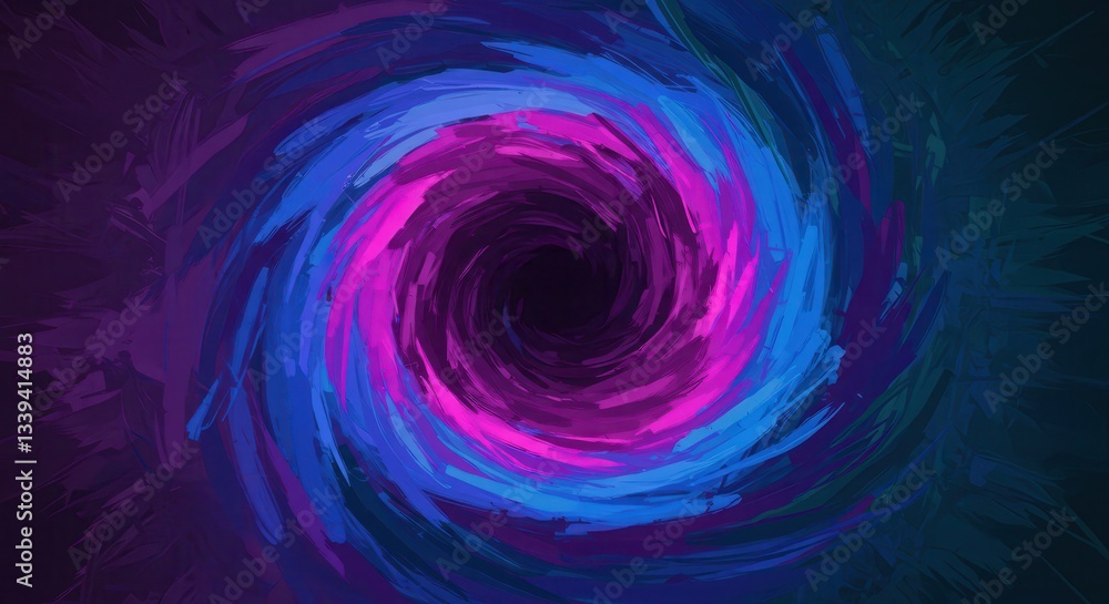 Swirling Brushstrokes of Blue and Pink Create a Vortex Effect Swirling Brushstrokes of Blue and Pink Create a Vortex Effect