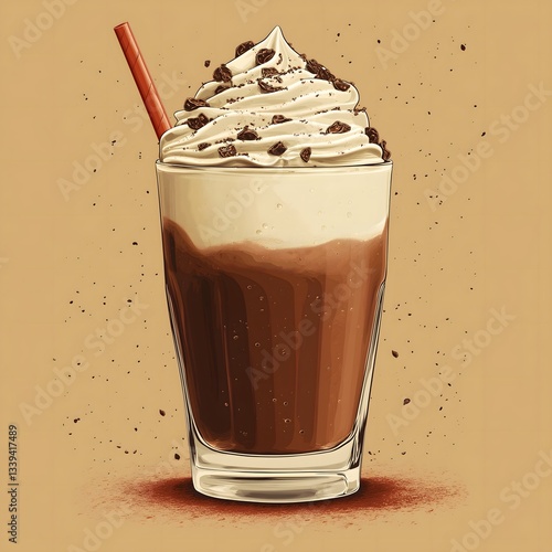 Creamy chocolate milkshake with whipped topping