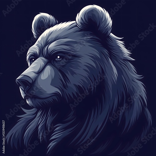 Stylized bear head illustration in dark tones