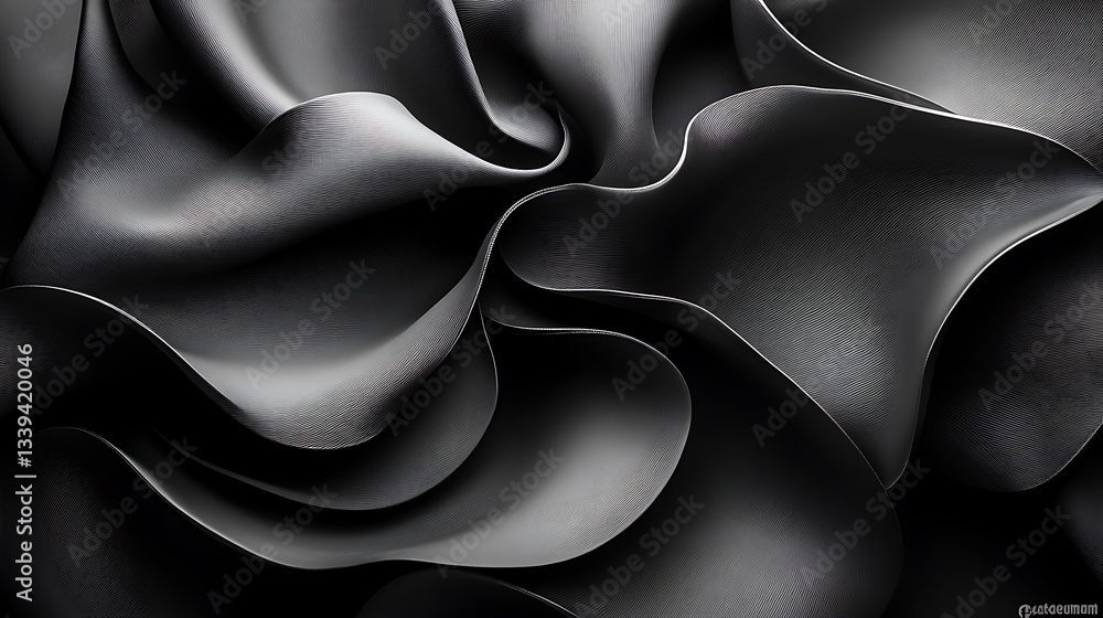 Obraz premium Abstract dark gray fabric waves.