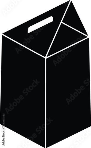 Black takeout food container with handle graphic