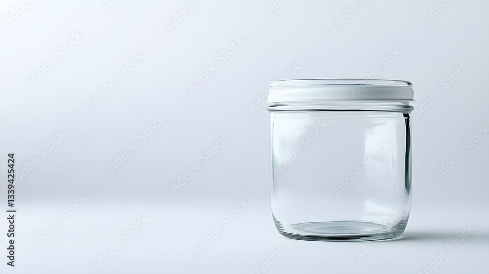 Empty Glass Jar With White Lid On White Background Empty Glass Jar With White Lid On White Background