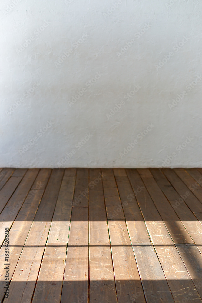 Fototapeta premium industrial concrete warm parquet sunlight