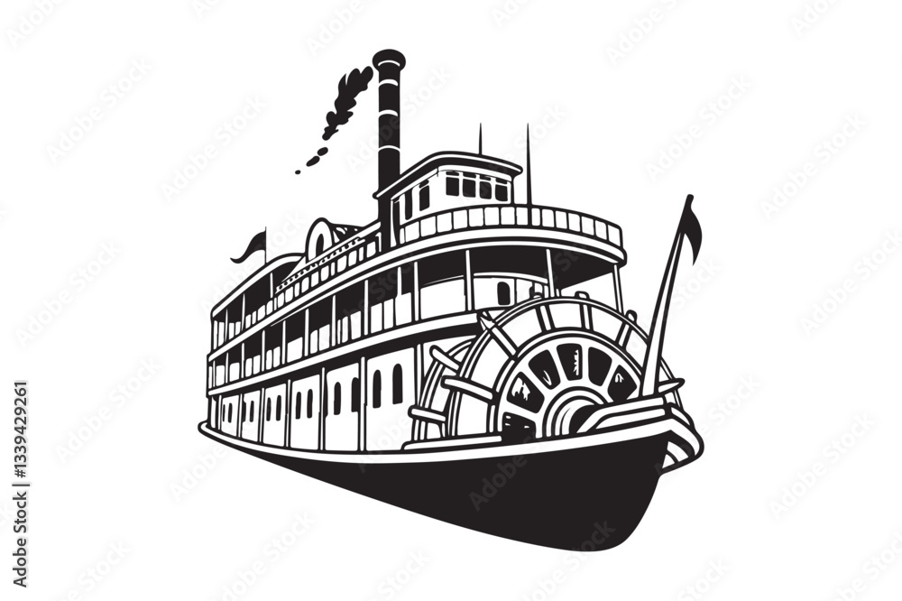 Obraz premium Riverboat silhouette vector