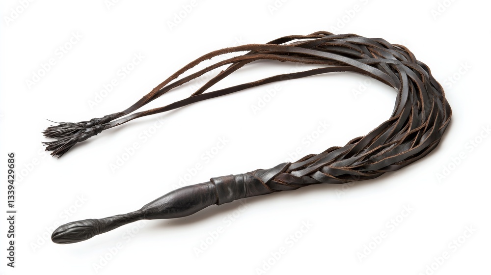 Dark Brown Leather Whip - Antique Craftsmanship Dark Brown Leather Whip - Antique Craftsmanship