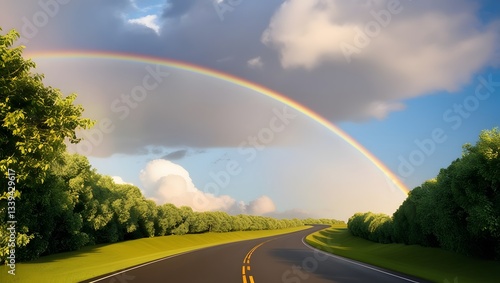 rainbow over the road