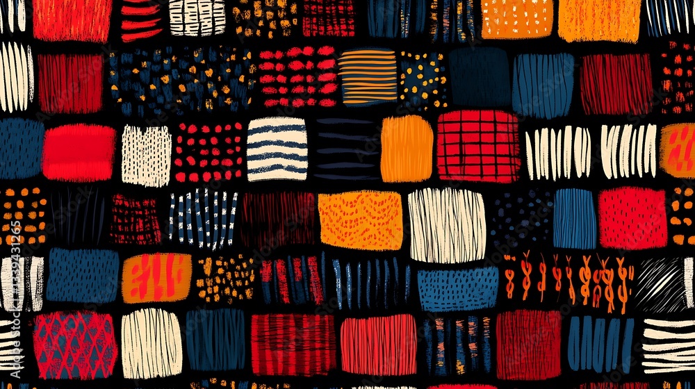 Abstract patchwork textile seamless pattern. Abstract patchwork textile seamless pattern.