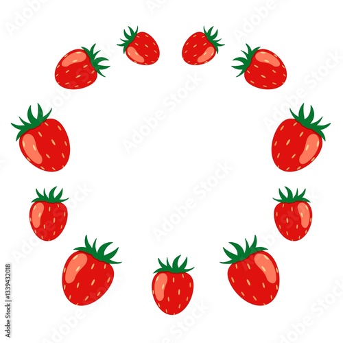 Strawberry frame. Berry wreath. Summer strawberry. 