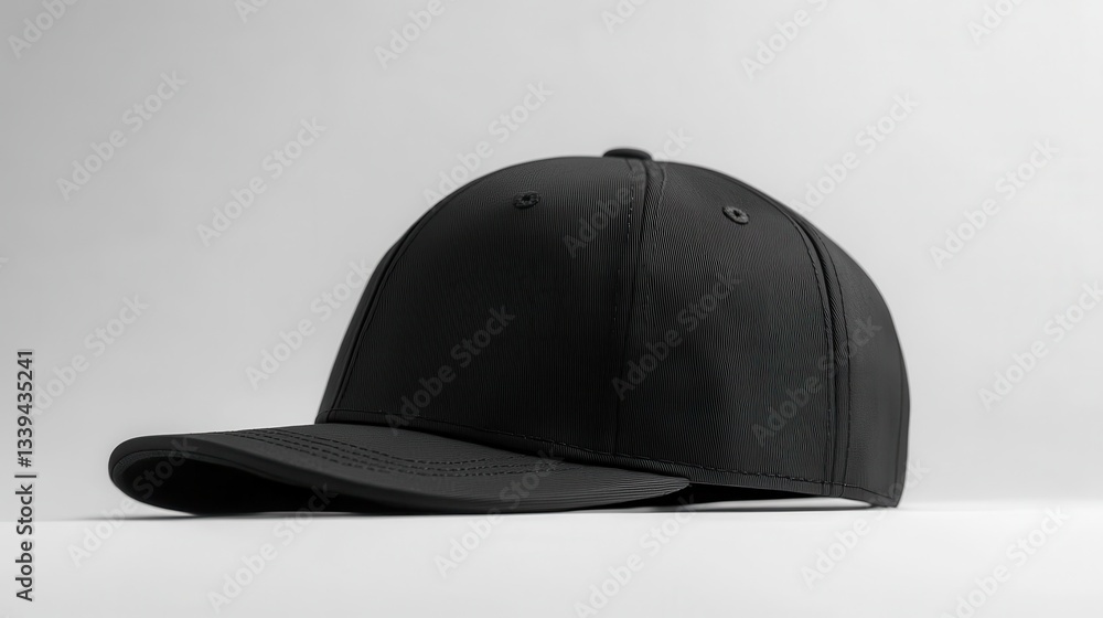 Fototapeta premium Black Baseball Cap Side View with Stylish Design