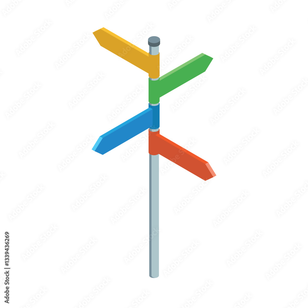 Isometric Direction Signpost Isometric Direction Signpost