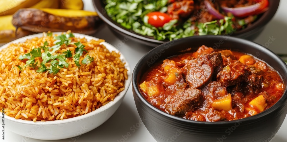 A close up view of diverse dishes of delicious food A close up view of diverse dishes of delicious food