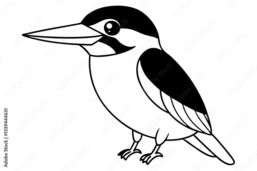 Obraz premium a cute kingfisher line art silhouette vector illustration