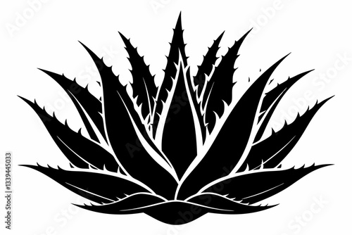 aloe vera plant line art silhouette vector illustration