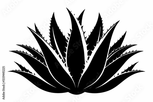 aloe vera plant line art silhouette vector illustration