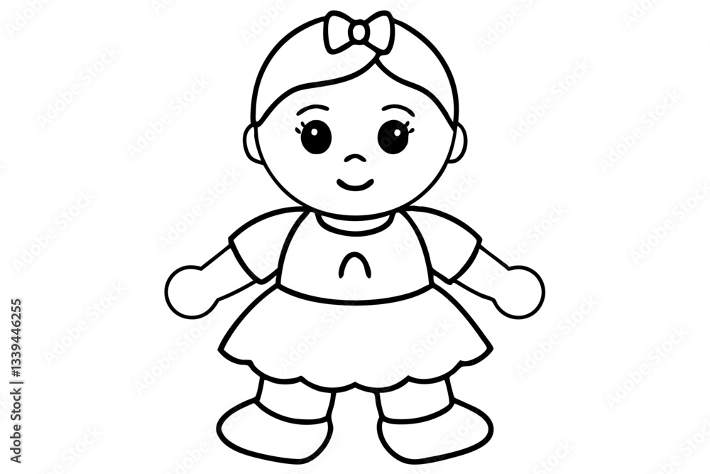 baby doll line art silhouette vector illustration baby doll line art silhouette vector illustration