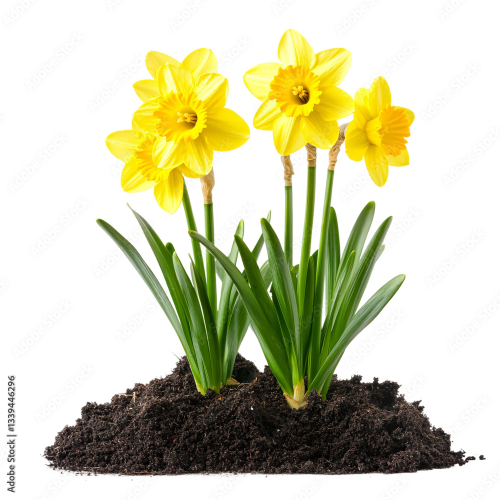 Yellow daffodils isolated on transparent background Yellow daffodils isolated on transparent background