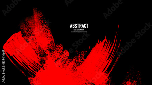 Grunge abstract background with red and black paint splatter. Vector ilustration.