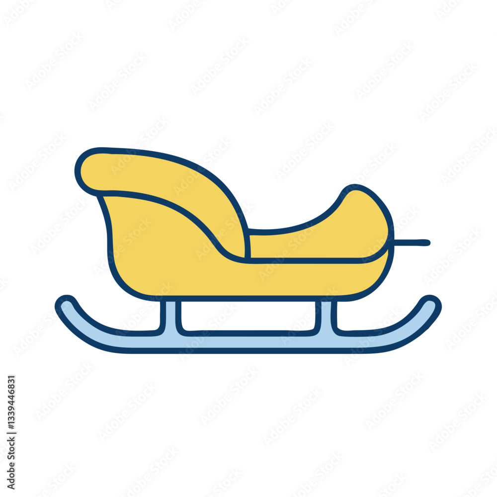 Sleigh icon in yellow and blue Sleigh icon in yellow and blue