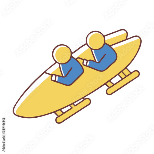 Bobsled with two athletes icon