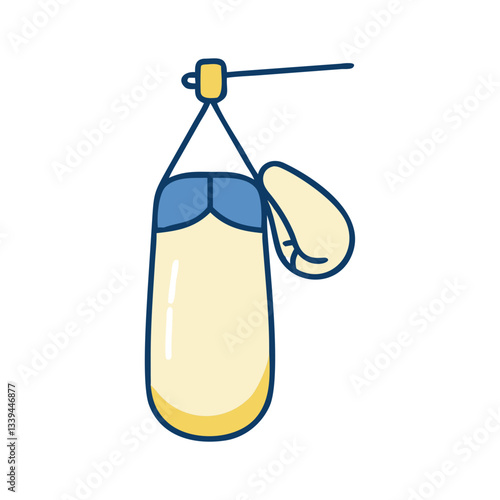 Yellow and blue heavy punching bag with glove icon