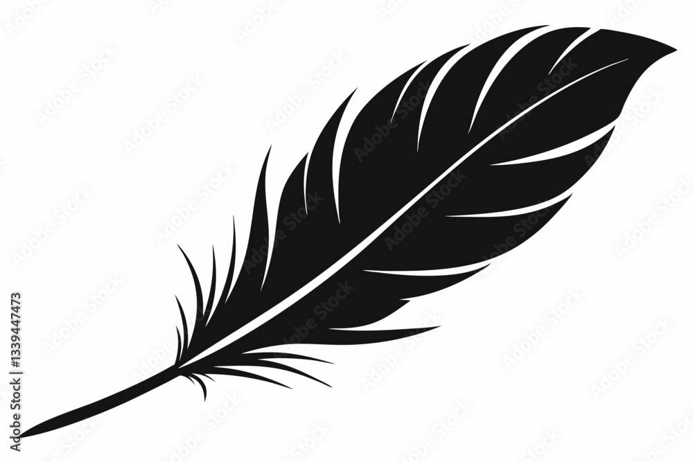 Obraz premium bird feather line art silhouette vector illustration