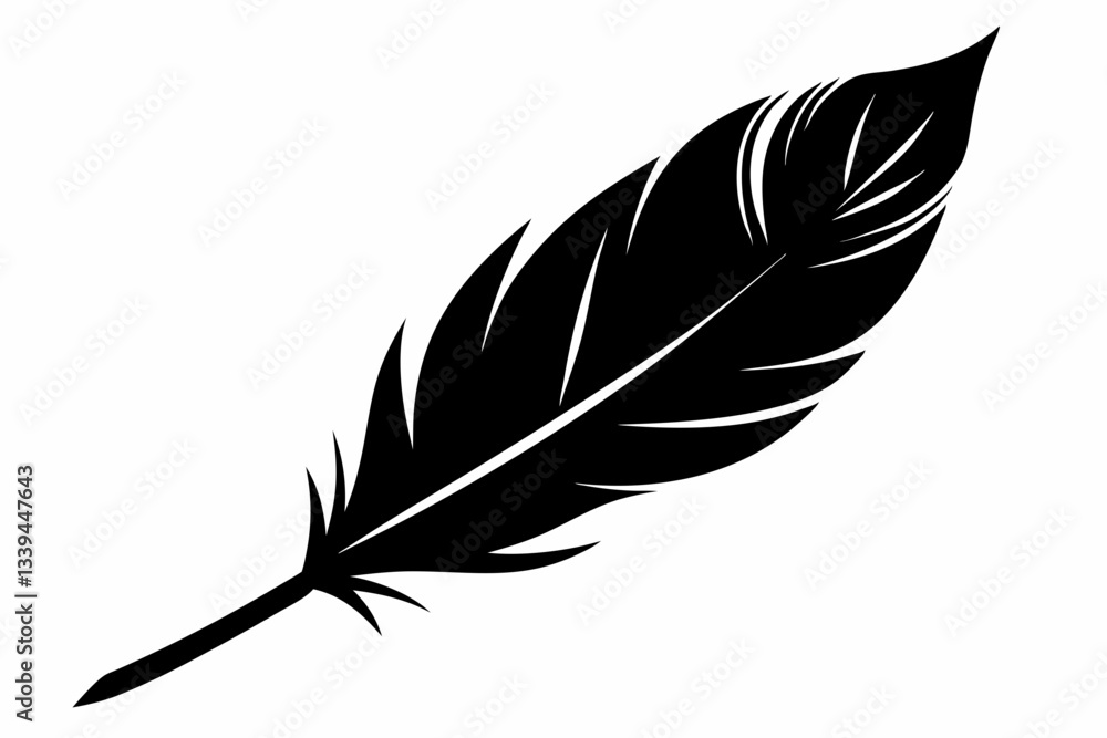 Obraz premium bird feather line art silhouette vector illustration