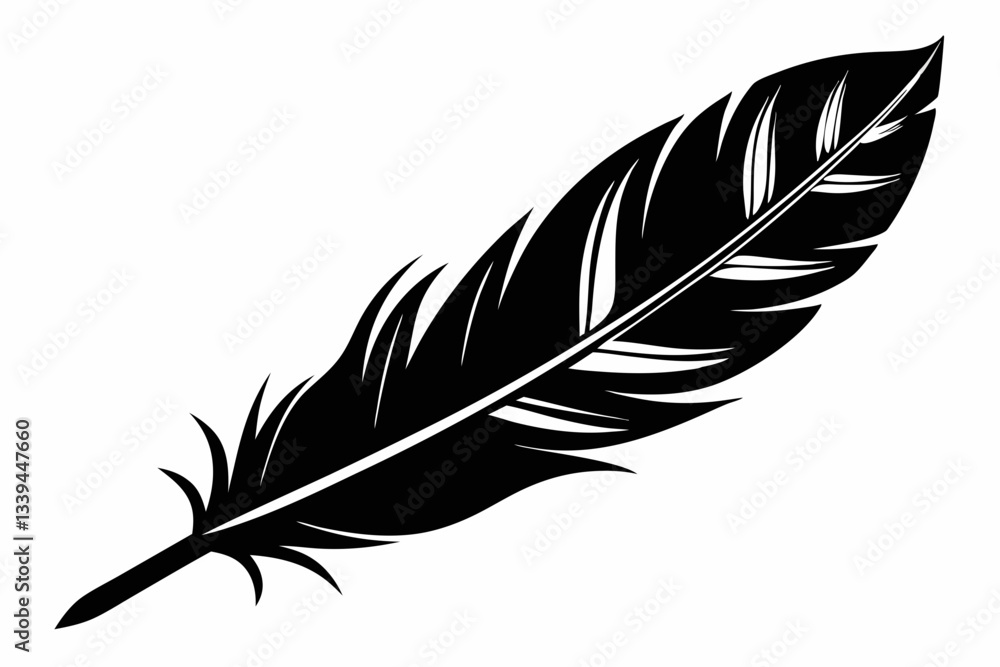 Fototapeta premium bird feather line art silhouette vector illustration