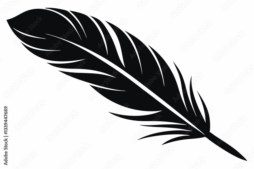 Fototapeta premium bird feather line art silhouette vector illustration