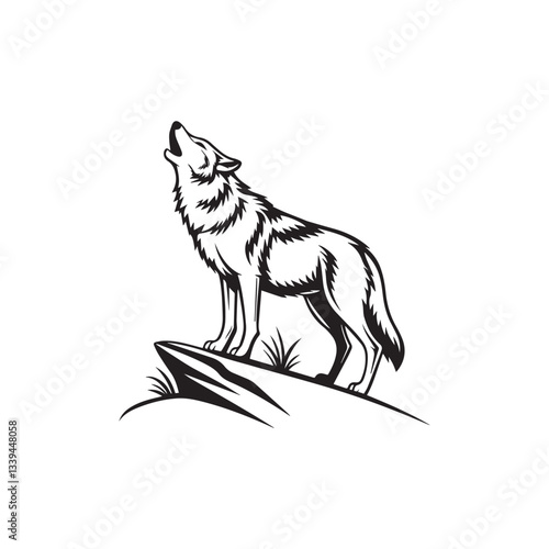 Silhouette of a wolf vector illustration isolated on white background