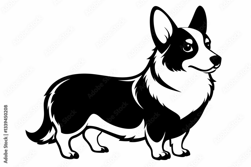 corgi dog line art silhouette vector illustration