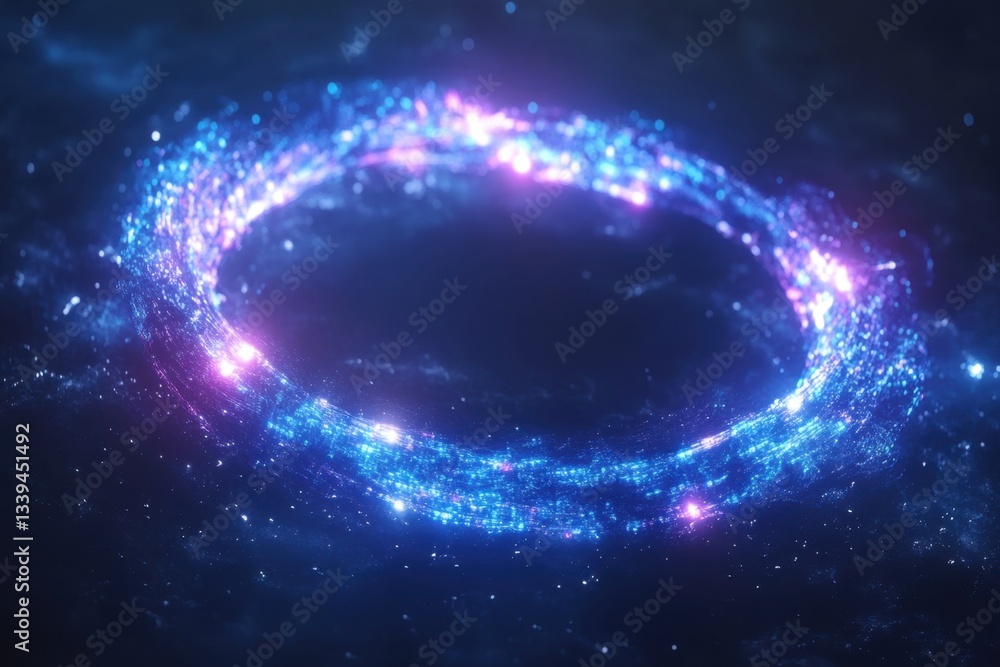 Ethereal Cosmic Ring Nebula of Light and Color in a Dark Space Background with a Dreamlike Quality Ethereal Cosmic Ring Nebula of Light and Color in a Dark Space Background with a Dreamlike Quality