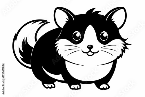 cute little hamster line art silhouette vector illustration